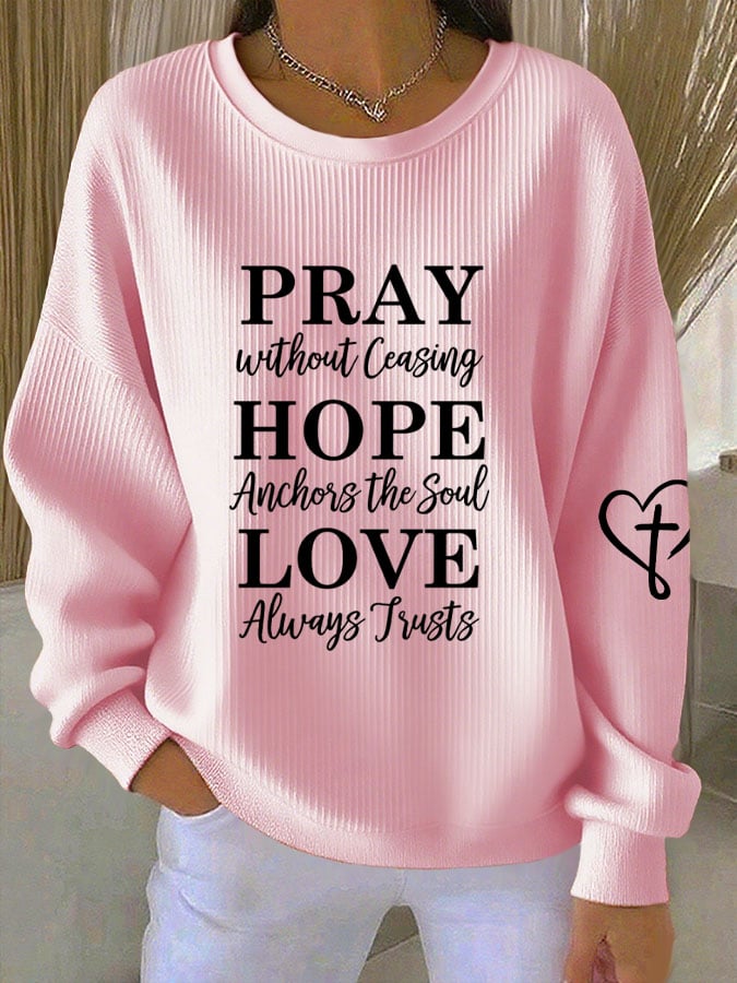Women'S Pary Hope Love Round Neck Sweatshirt