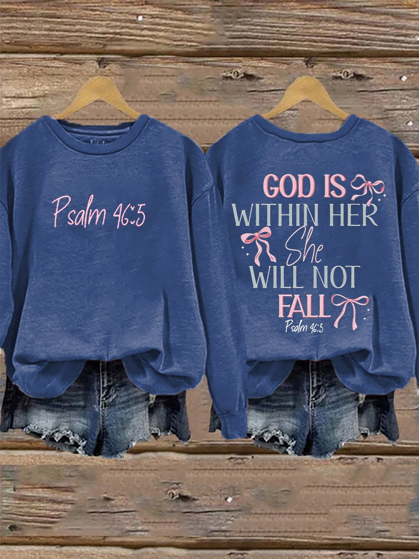Retro God Is Within Her She Will Not Fall Psalms 46:5 Print Sweatshirt