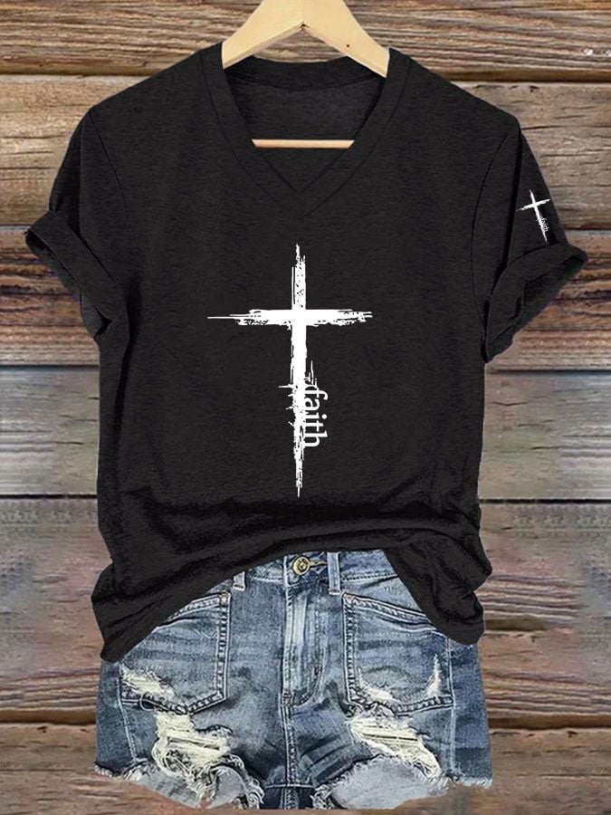 Women's Faith Cross Print T-Shirt