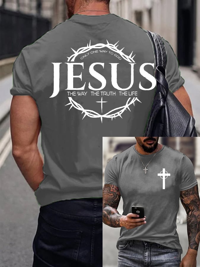 Men's Jesus The Way The Truth The Life Printed Casual T-shirt