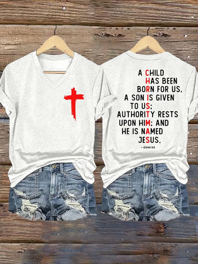 Women's Casual Printed V-Neck T-Shirt