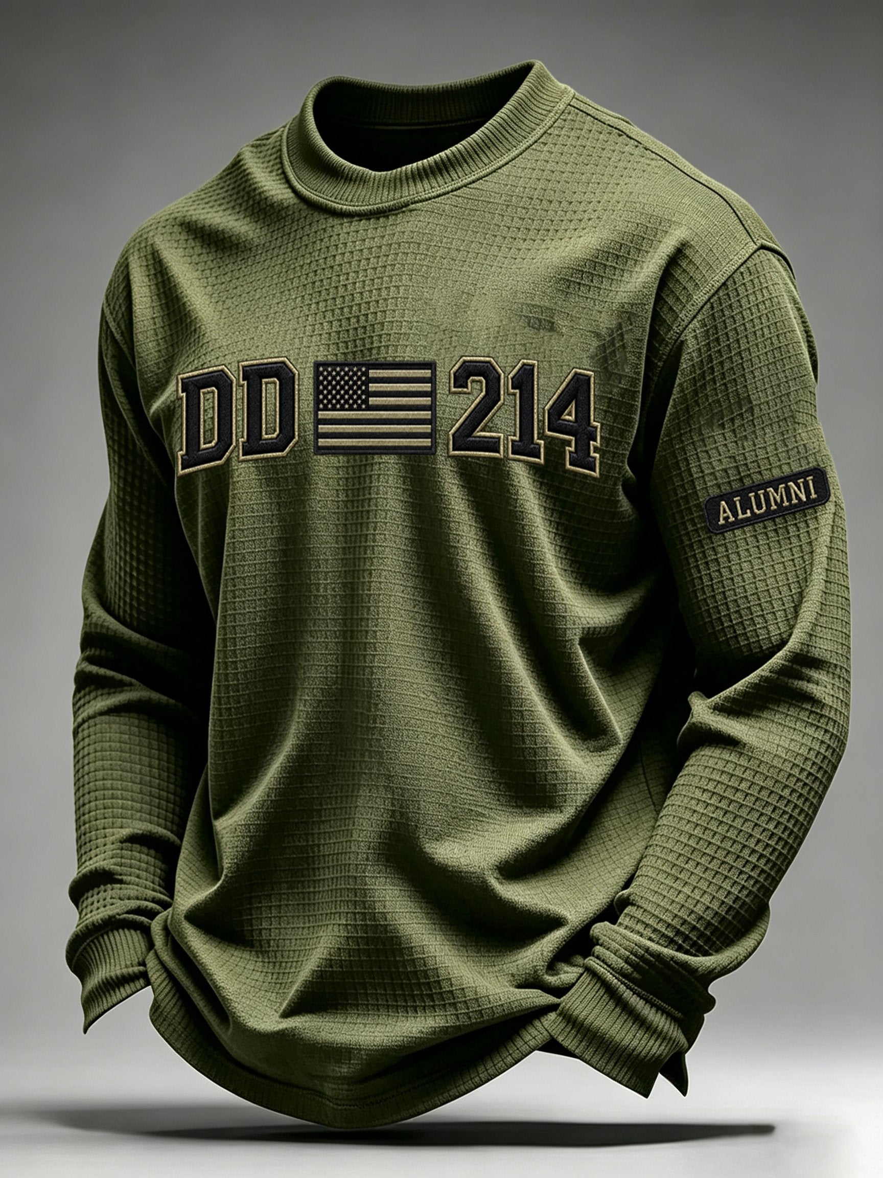 Men's Veteran Pride DD-214 Printed Waffle Long-Sleeve T-Shirt