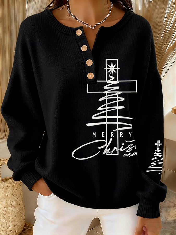 Women's Casual Faith Button Knitted Top