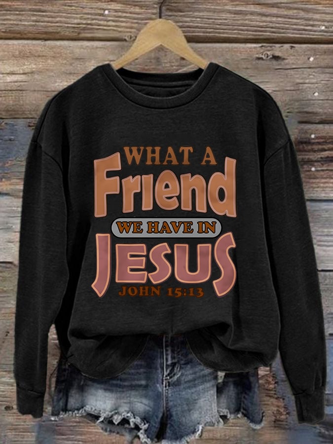 Women'S Casual Jesus Is A Best Friend Print Sweatshirt