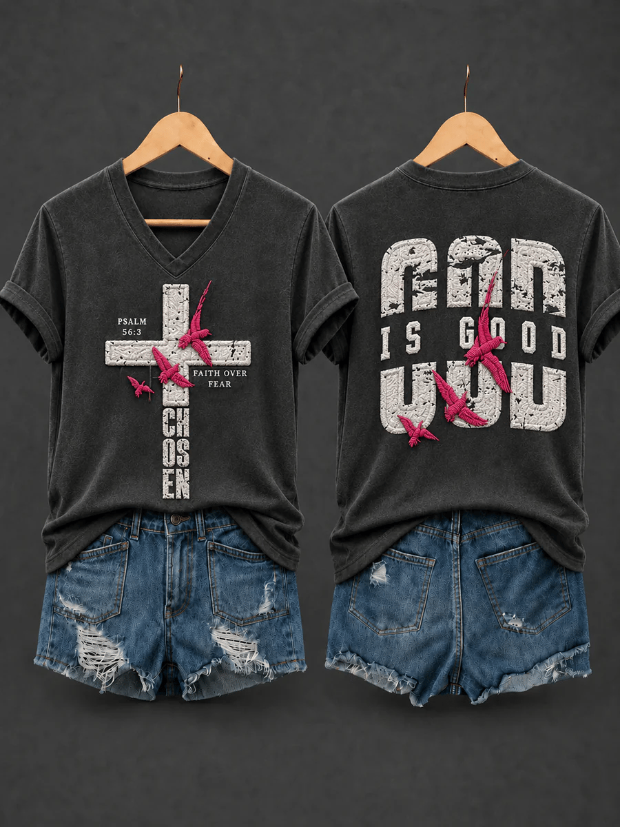 Women's Christian God Is Good Cross Printing T-Shirts
