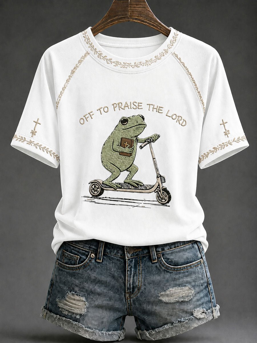 Women's Off To Praise The Lord Printed Casual Tops