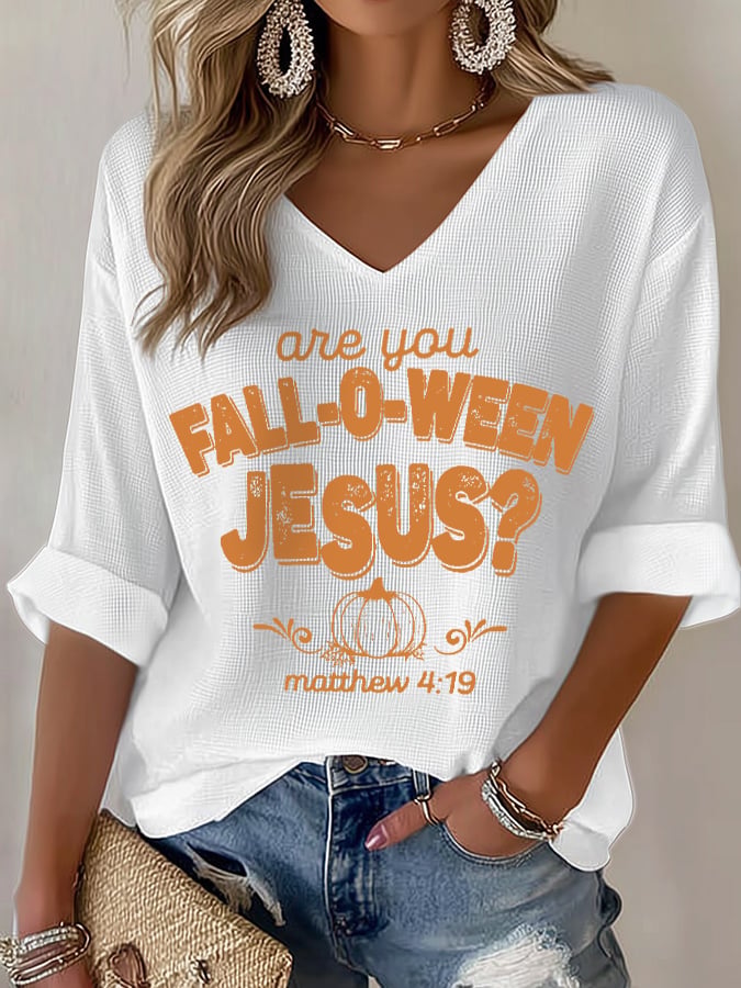 Women's Are You Fall-O-Ween Jesus Print T-shirt