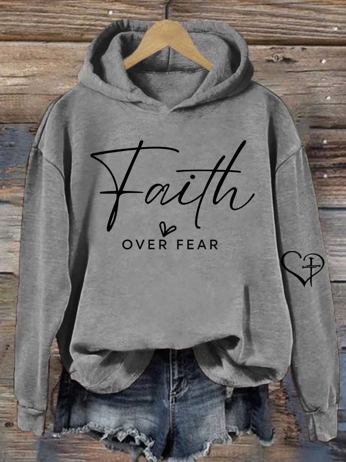 Women's Casual Faith Overcomes Fear Hoodie