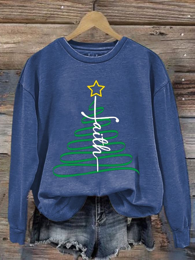Women'S Casual Faith Print Sweatshirt
