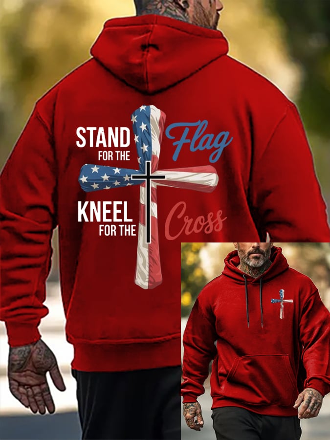 Men's I Stand For The Flag I Kneel for The Cross Faith Print Sweatshirt