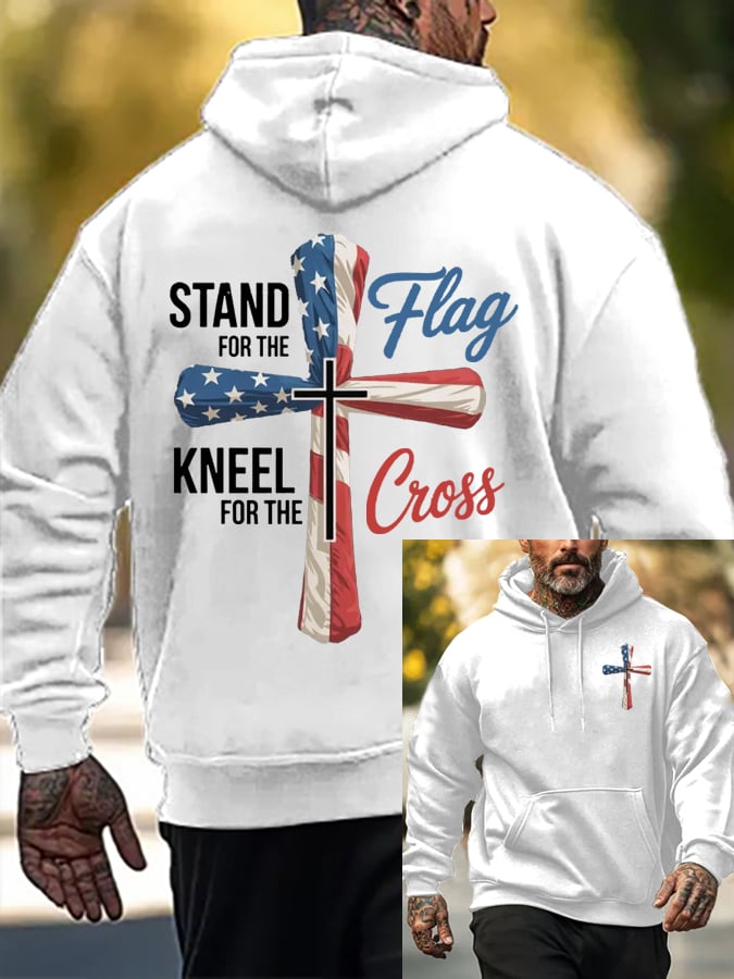 Men's I Stand For The Flag I Kneel for The Cross Faith Print Sweatshirt