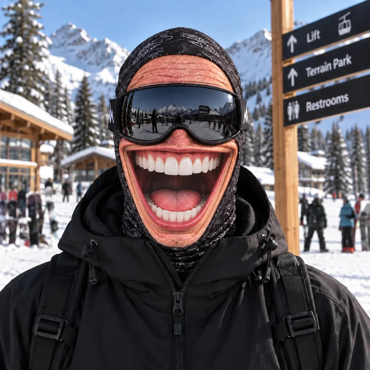 πΏ Realistic Face Balaclava β Funny Ski & Snowboard Mask for Cold Weather Adventures