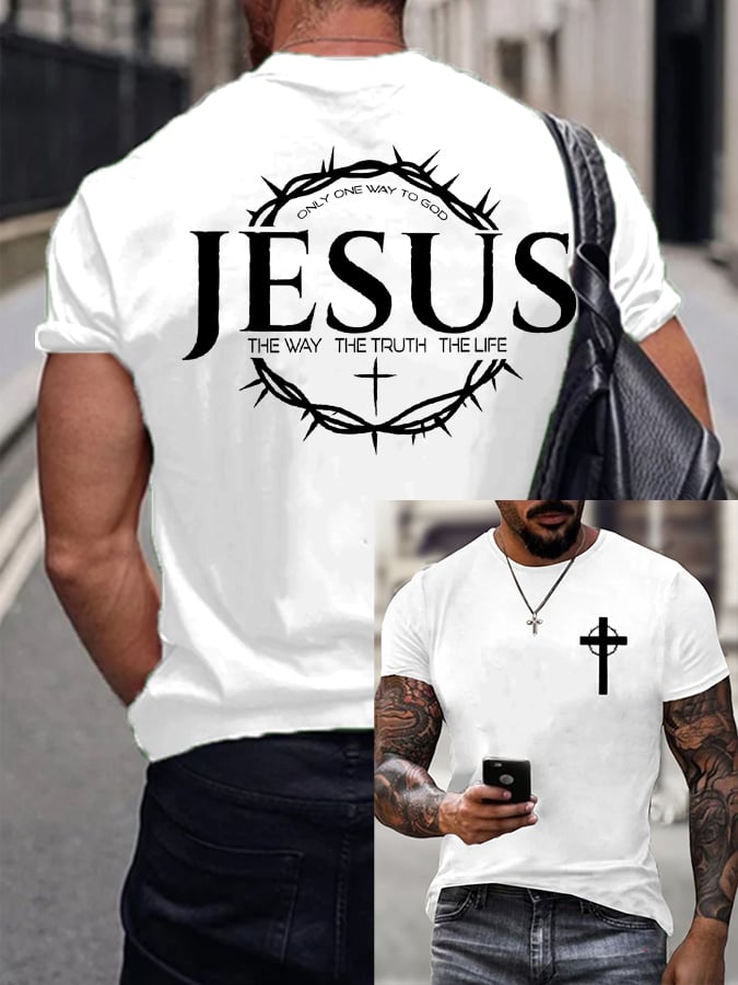 Men's Jesus The Way The Truth The Life Printed Casual T-shirt