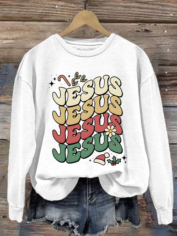Women'S Casual Jesus Christmas Christian Print Sweatshirt