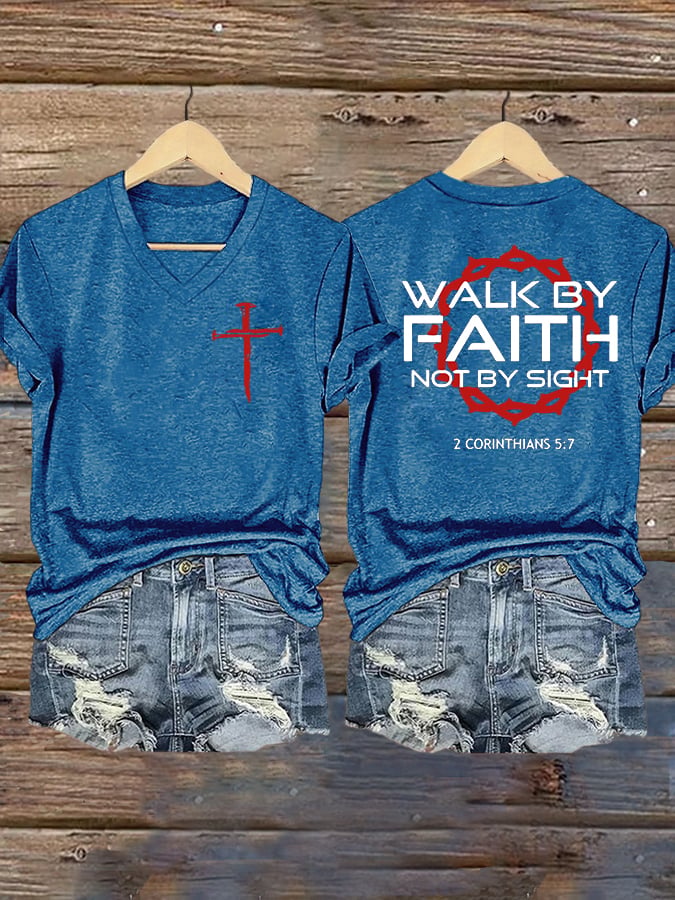Women's Faith Print V-Neck T-Shirt