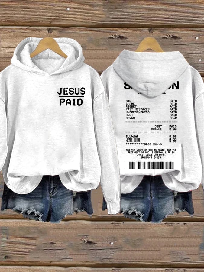 Women's Salvation Jesus Paid It All Faith Printed Sweatshirt