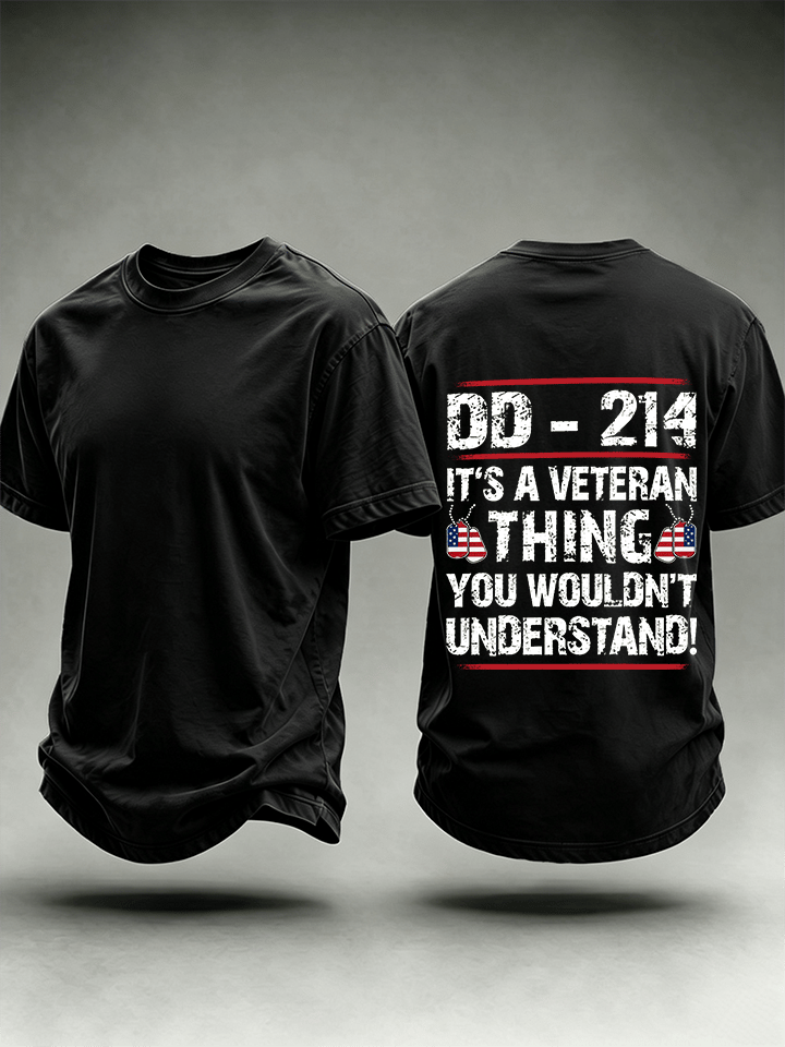 Men's DD-214 Veteran, American Flag Dog Tag T-Shirt