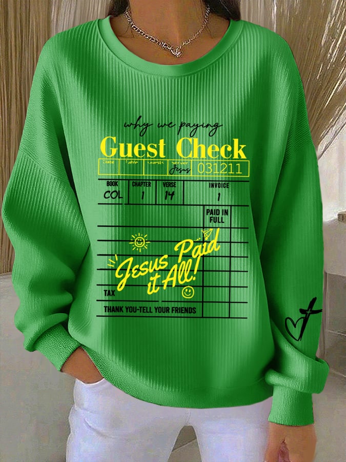 Women's Jesus Paid It All Faith Print Sweatshirt