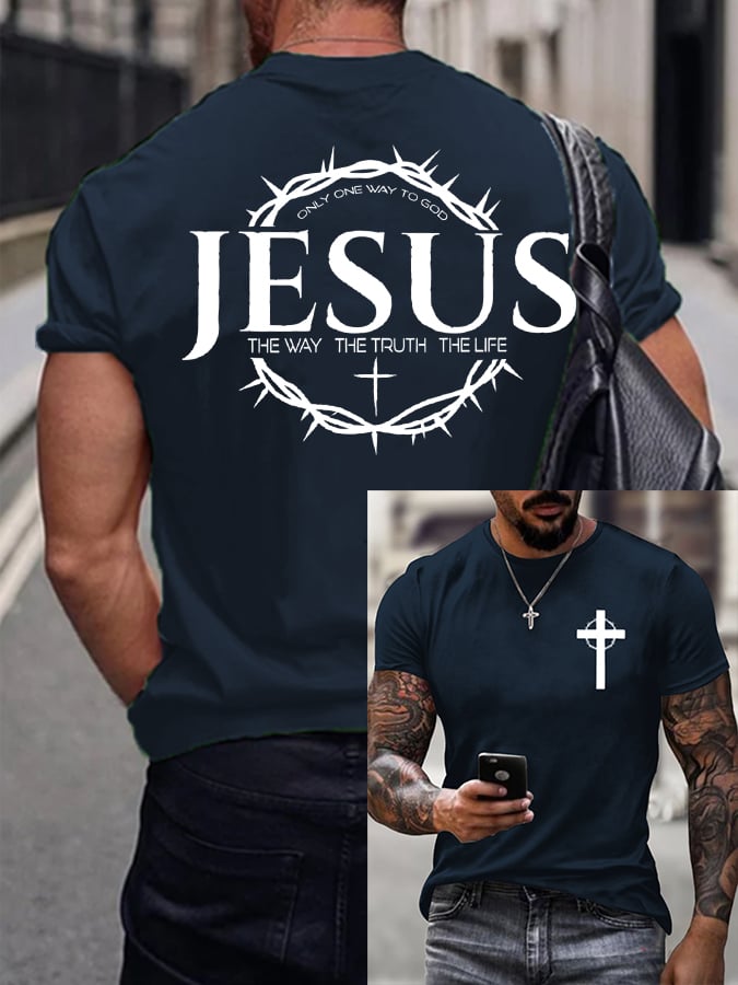 Men's Jesus The Way The Truth The Life Printed Casual T-shirt