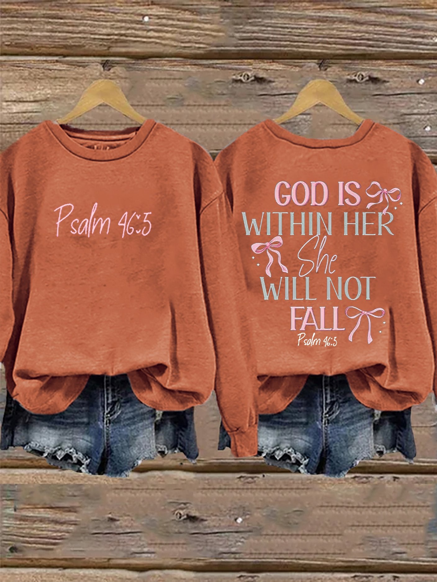 Retro God Is Within Her She Will Not Fall Psalms 46:5 Print Sweatshirt