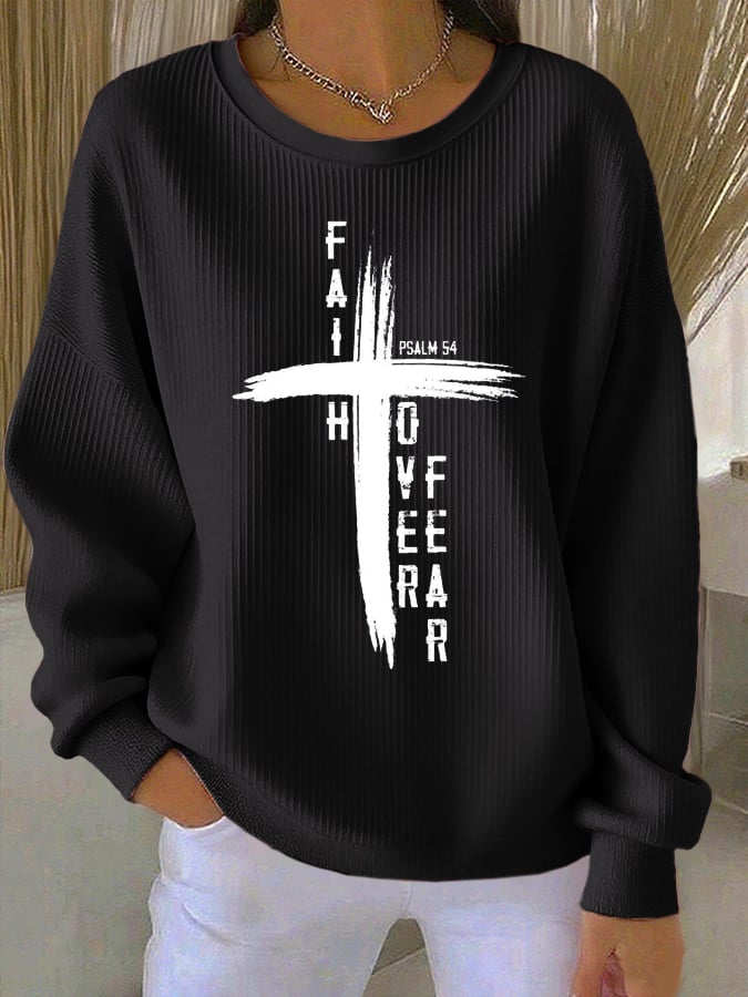 Women'S Faith over Fear Print Casual Sweatshirt