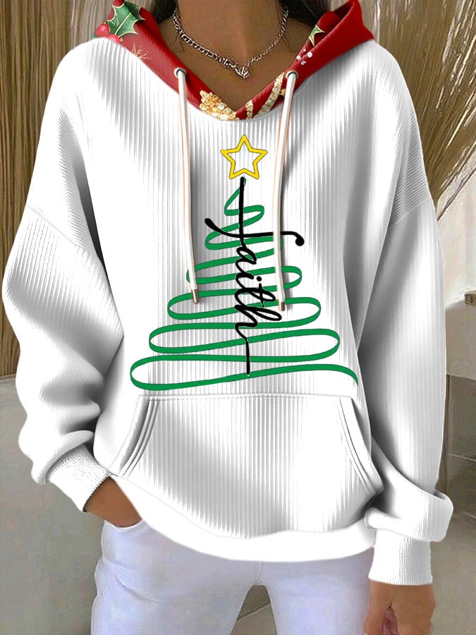 Women's Casual Print Long Sleeve Hooded Sweatshirt
