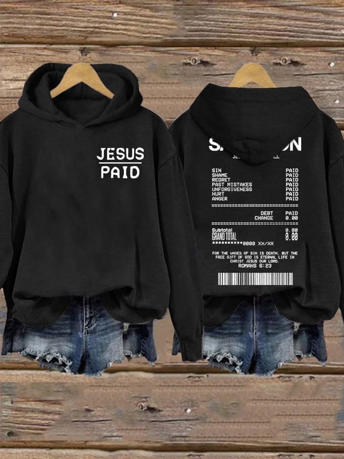 Women's Salvation Jesus Paid It All Faith Printed Sweatshirt
