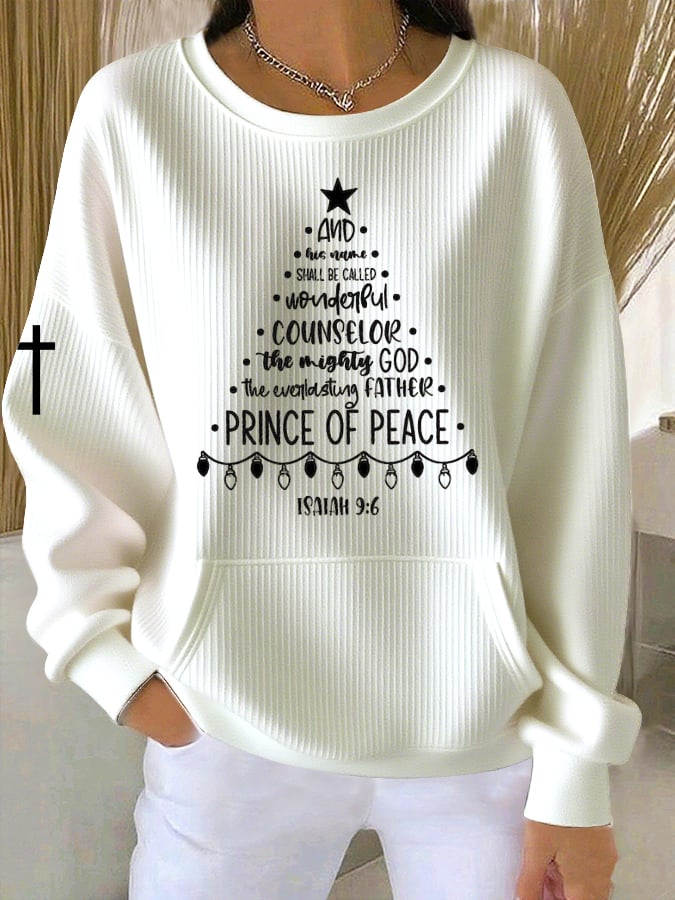 Women's Autumn Christmas Faith Printed Casual Crew Neck Top