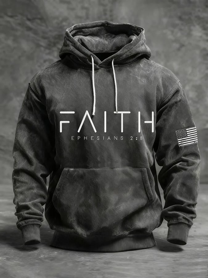 Men's Vintage Faith Print Hoodie