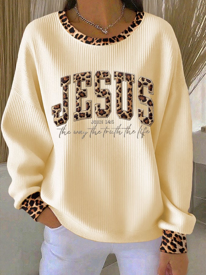 Women's Vintage Faith Print Knitted Sweatshirt