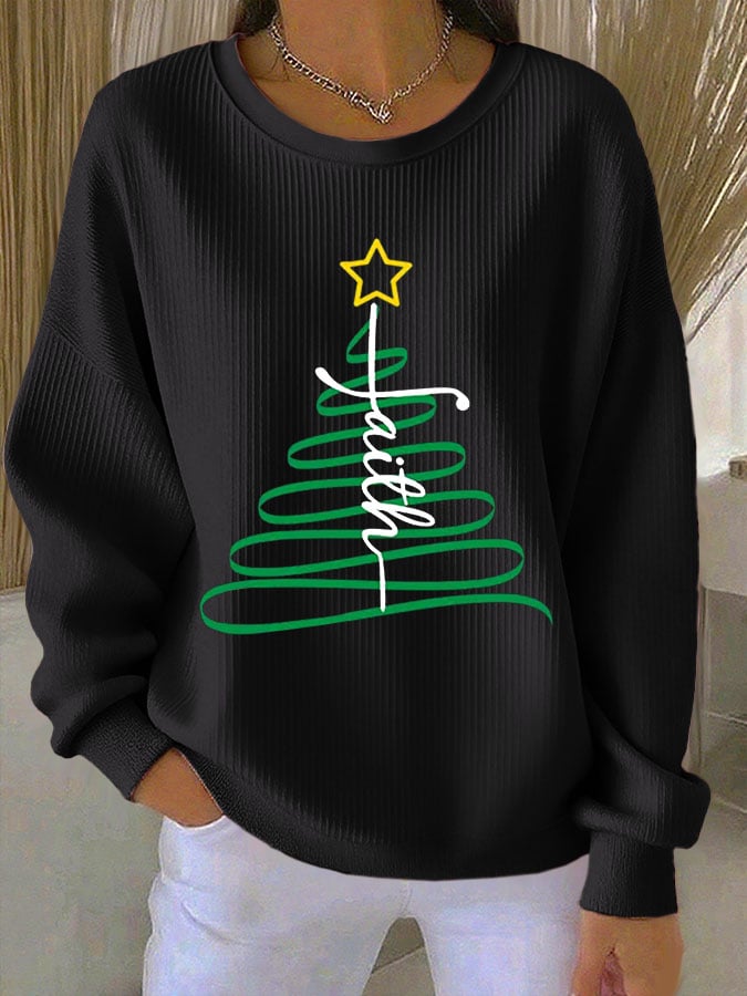 Women's Casual Print Long Sleeve Knit Top