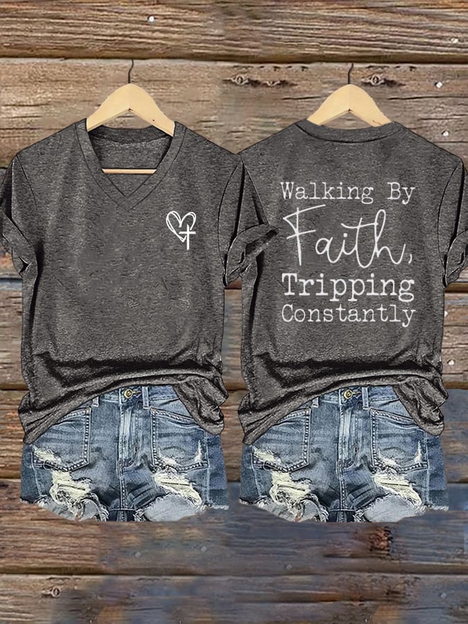 Women's Faith Cross Print T-Shirt
