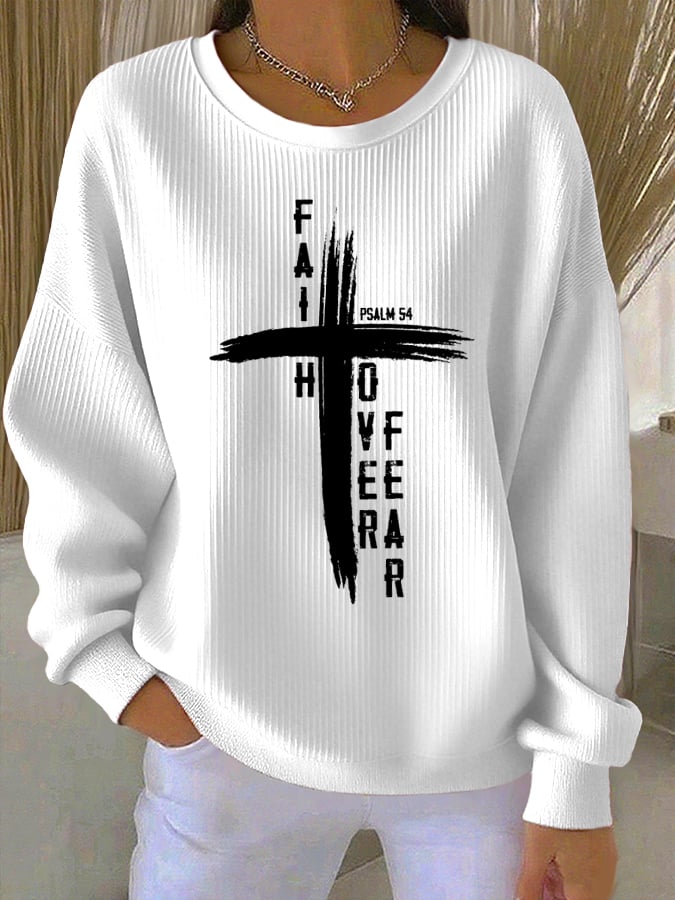 Women'S Faith over Fear Print Casual Sweatshirt