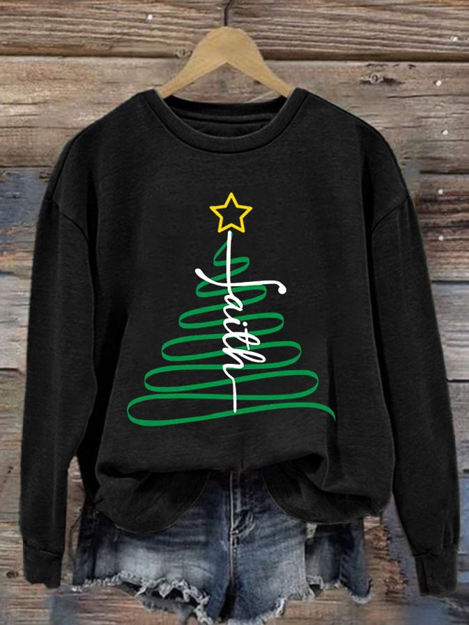 Women'S Casual Faith Print Sweatshirt
