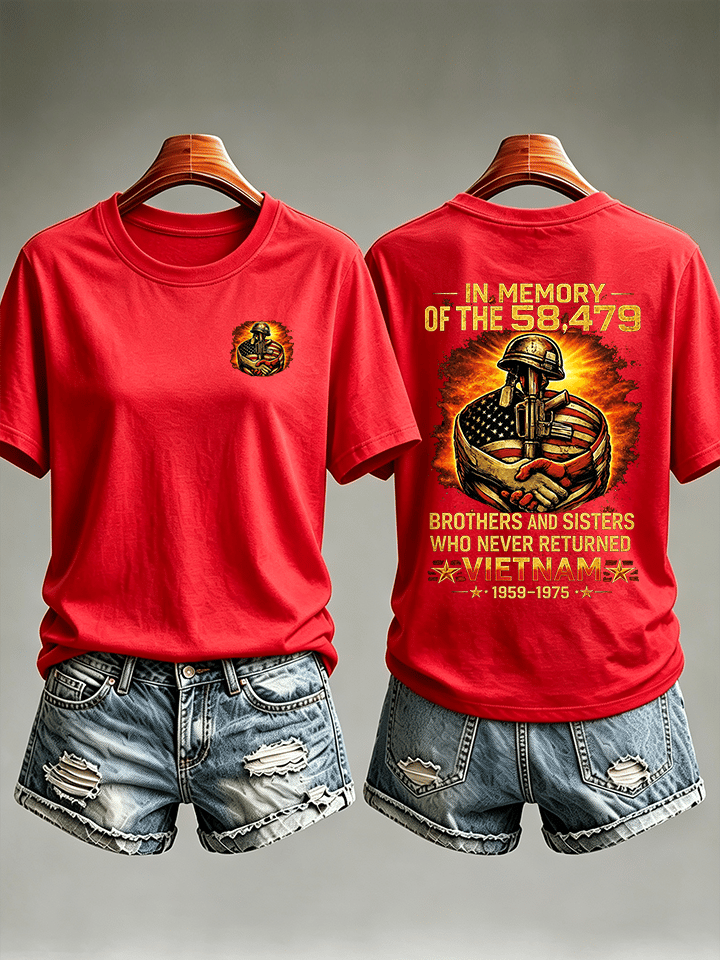 Women's In Memory Of The 58,479 Tribute T-Shirt, Vietnam Era Memorial Graphic Tee