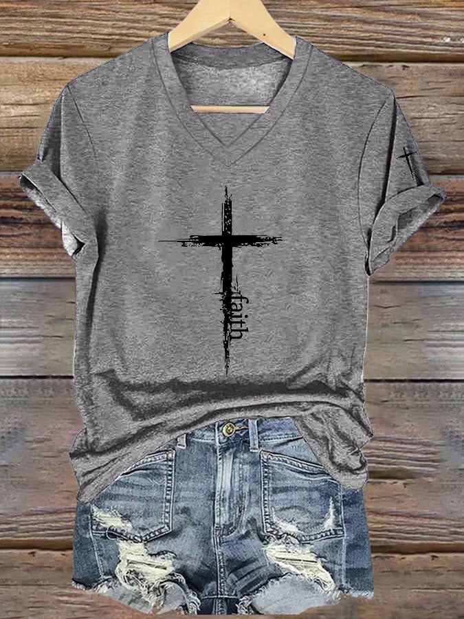 Women's Faith Cross Print T-Shirt