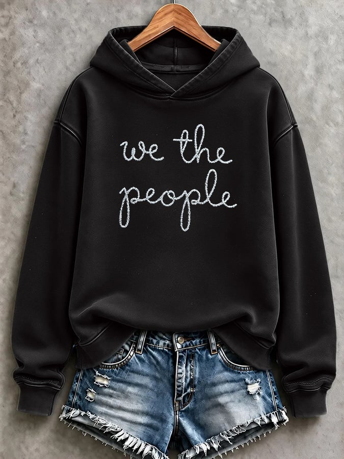 Retro We The People No Kings Print Hoodie