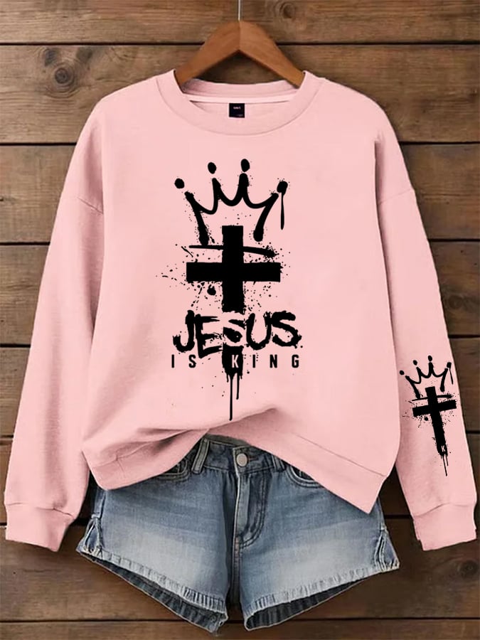 Women's Jesus Is King Faith Print Sweatshirt