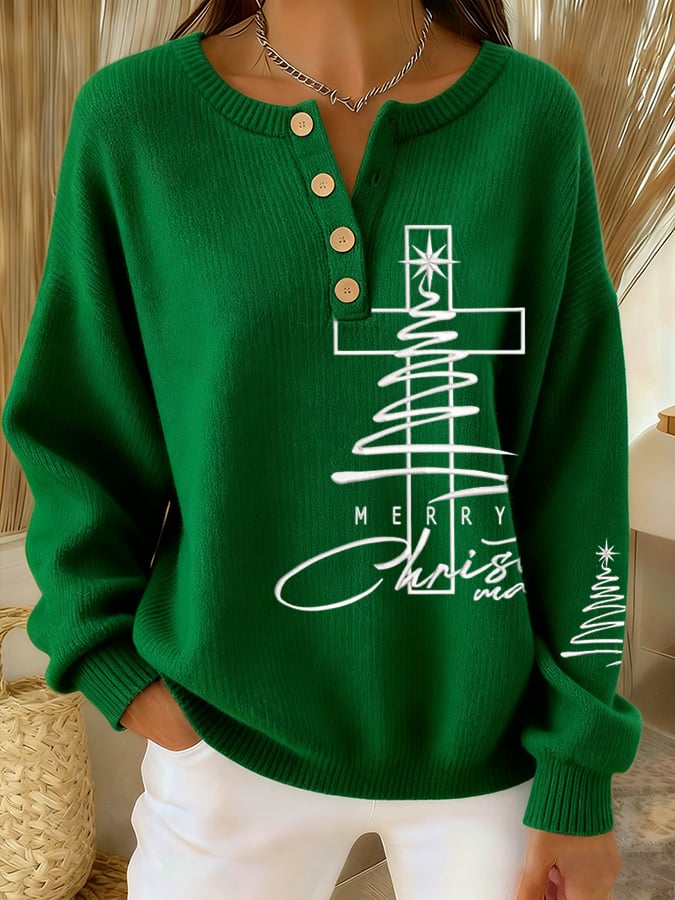 Women's Casual Faith Button Knitted Top