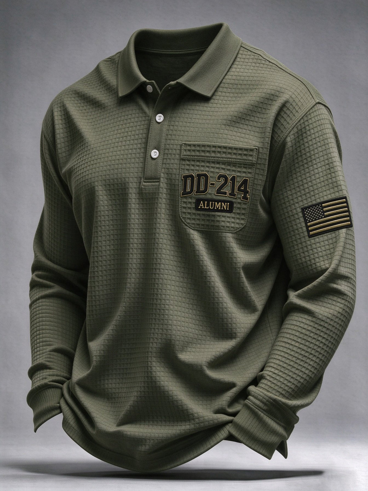 Men's Veteran Pride Dd-214 Printed Waffle Polo Shirt