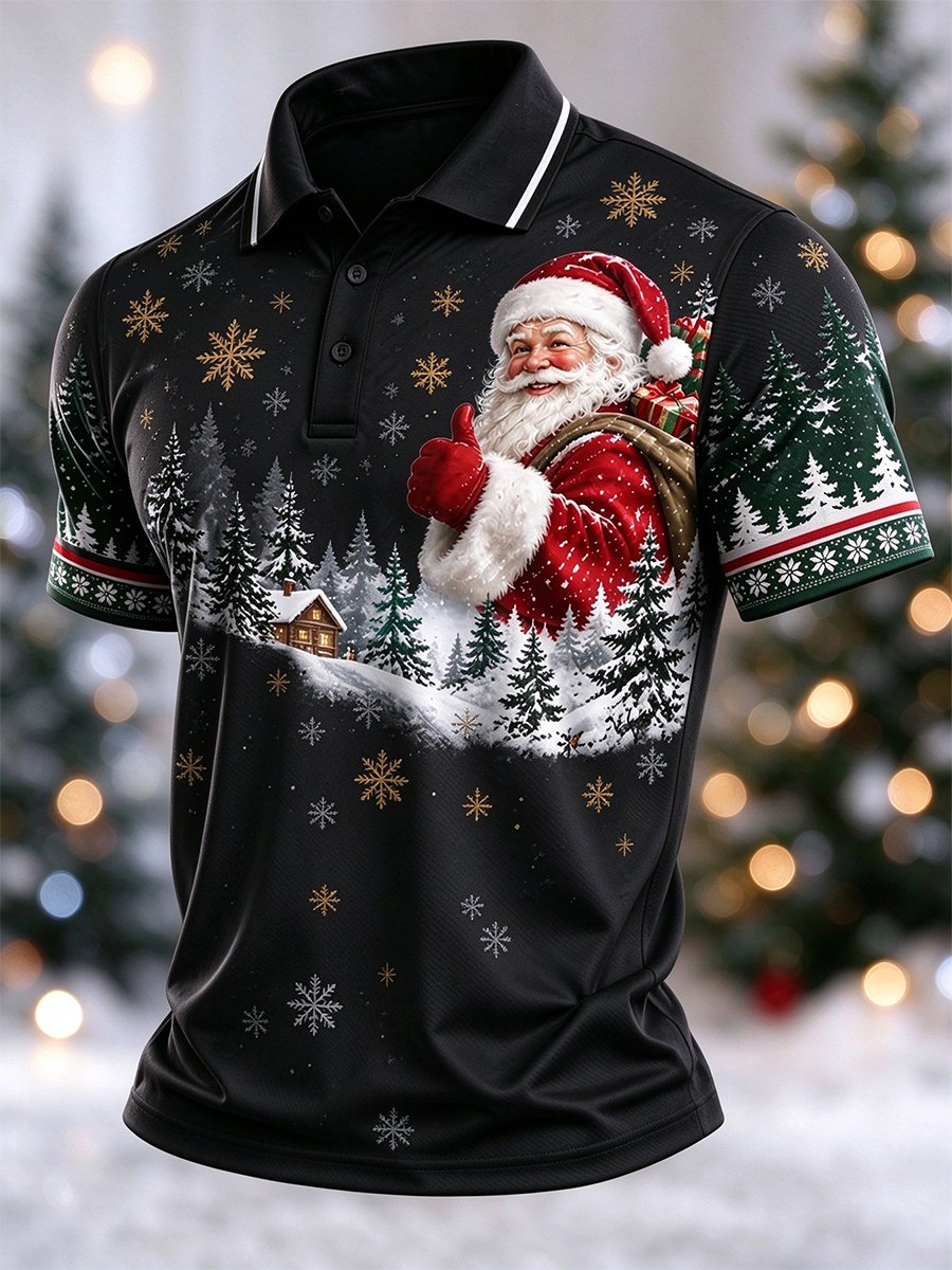 Men's Casual Christmas Short-Sleeve Polo Shirt
