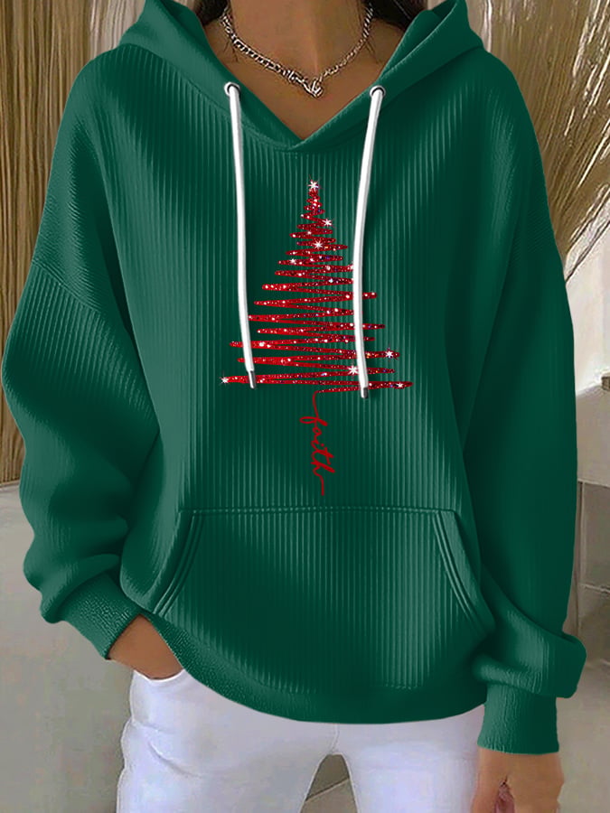 Women's Christmas Art Print Comfortable Hooded Sweatshirt