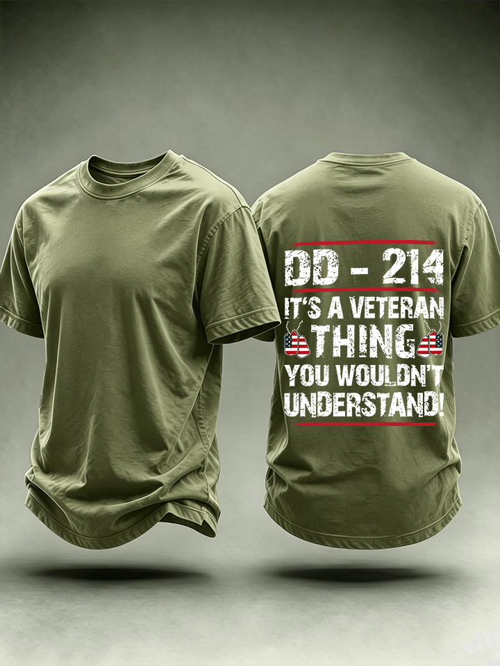 Men's DD-214 Veteran, American Flag Dog Tag T-Shirt