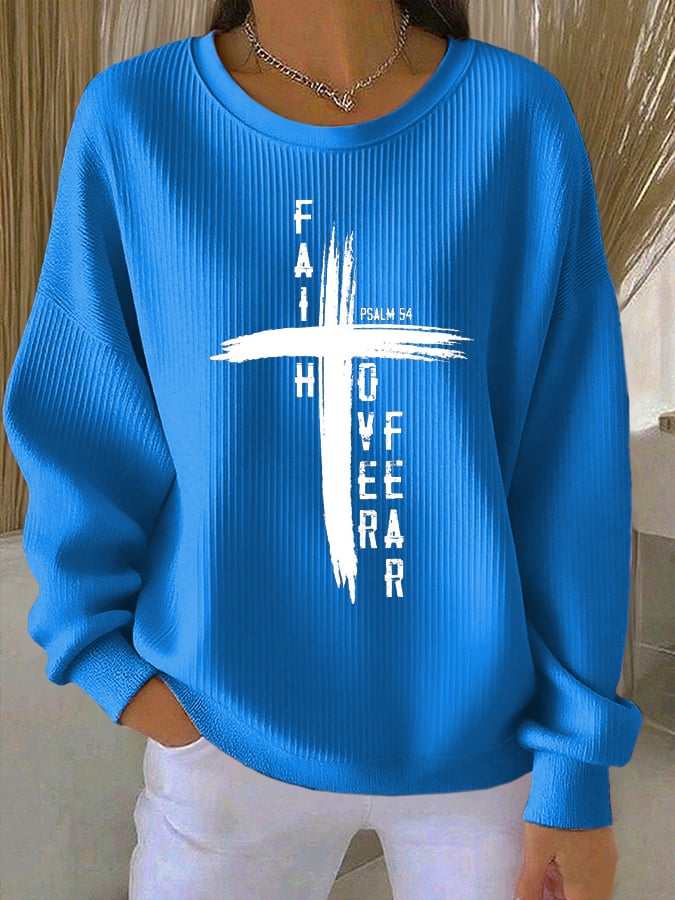Women'S Faith over Fear Print Casual Sweatshirt