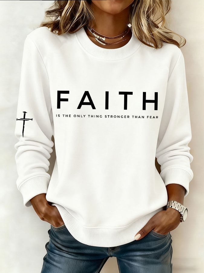 Women'S Faith Cross Print Sweatshirt