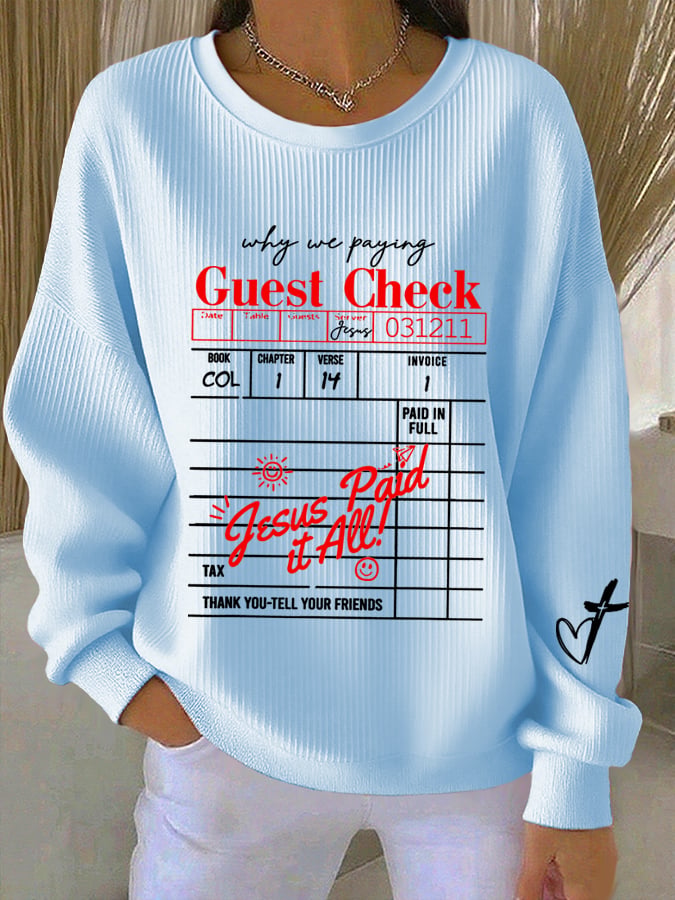Women's Jesus Paid It All Faith Print Sweatshirt