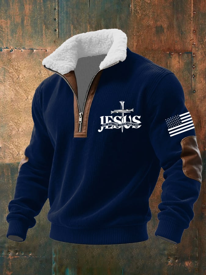 Men's Casual Faith Retro Textured Sweatshirt