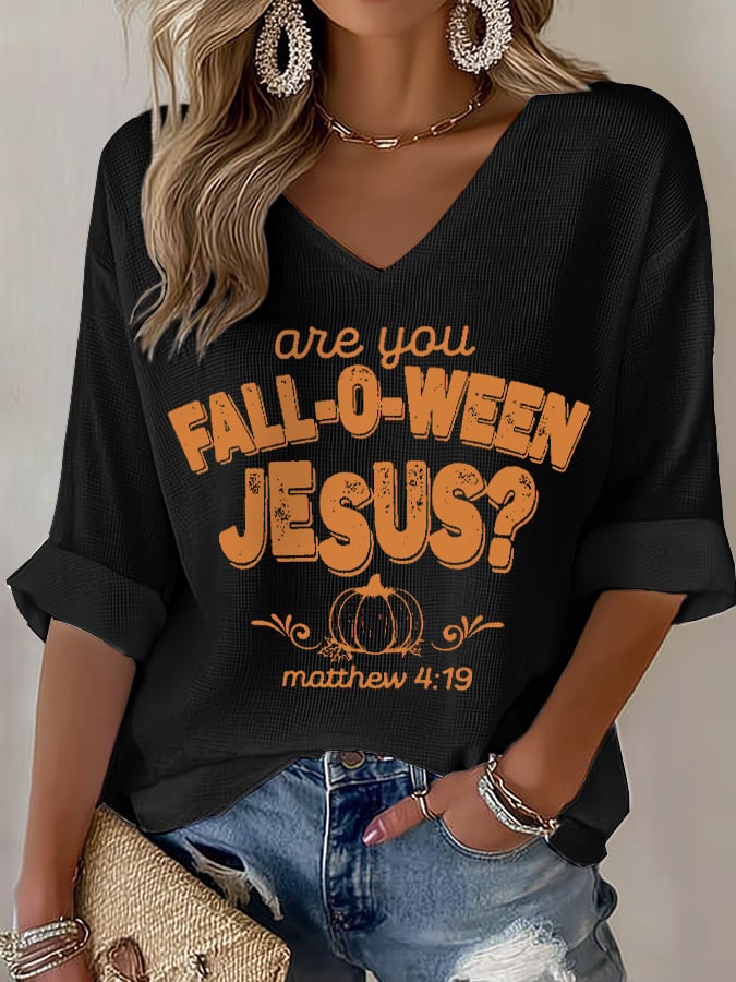 Women's Are You Fall-O-Ween Jesus Print T-shirt