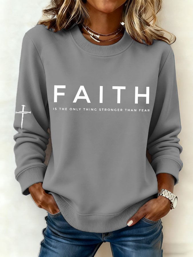 Women'S Faith Cross Print Sweatshirt