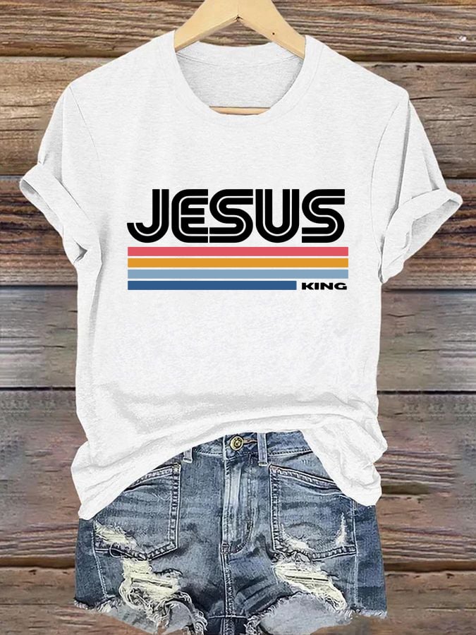 Women'S Casual Christian Faith Graphic Print Short Sleeve T-Shirt